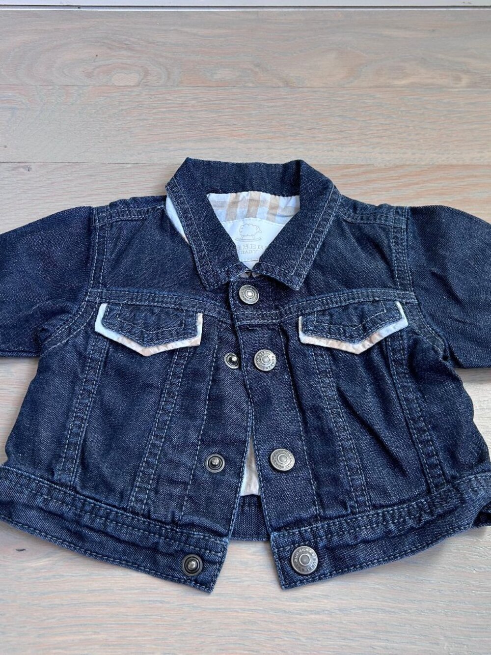 Burberry Baby 3M 62cm Denim Trucker Jacket Check Lined Jean Jacket